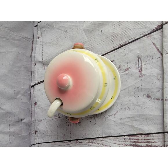 Vintage Danish Folk Art Sugar Dish Condiment Jar Removable Dish Wicker Handle - Picture 2 of 12